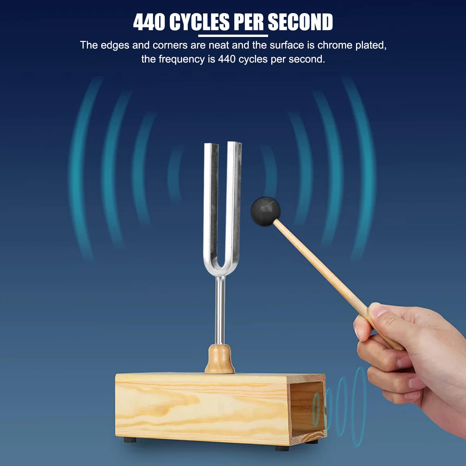 2 pezzi diapason con scatola di risonanza in legno, strumento sperimentale di vibrazione 440HZ con 1 pezzo di diapason battente