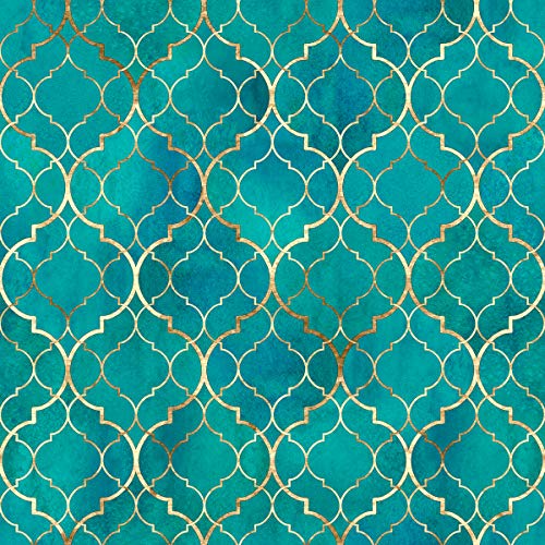 Image of DWELLSINDIA Green Moroccan Tile Wallpaper for Wall Decoration | Self Adhesive Peel & Stick, Thick Textured Premium Paper | Waterproof, Scratch Resistant | Living Room & Dining Room | 41 x 244 cm