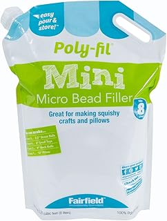 Fairfield Poly-Fil Mini, Premium Micro Bead Filler, Polystyrene Stuffing Beads, Soft Pillow Stuffing, Bean Bag Filler, Stuffing for Stuffed Animals, Toys, and Dolls, Ideal for Floam and Slime,8 Liters