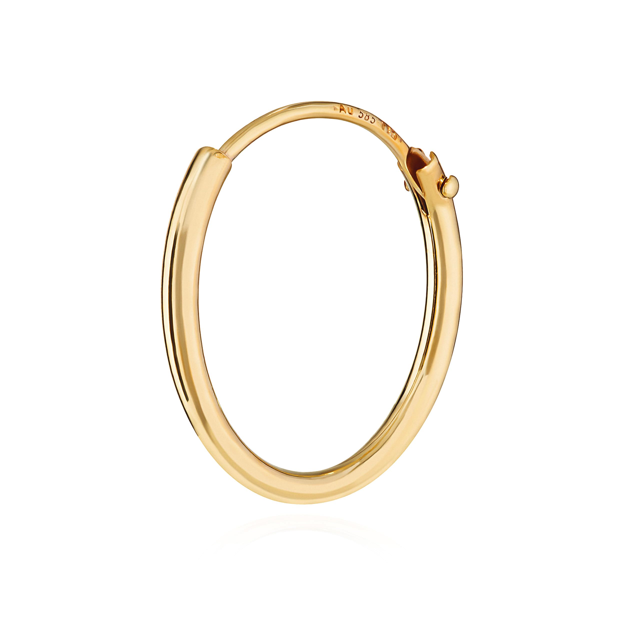 NKlaus Creolen für Herren aus 585 Gelbgold, einzeln, Stärke 1,3mm, 1 Stück