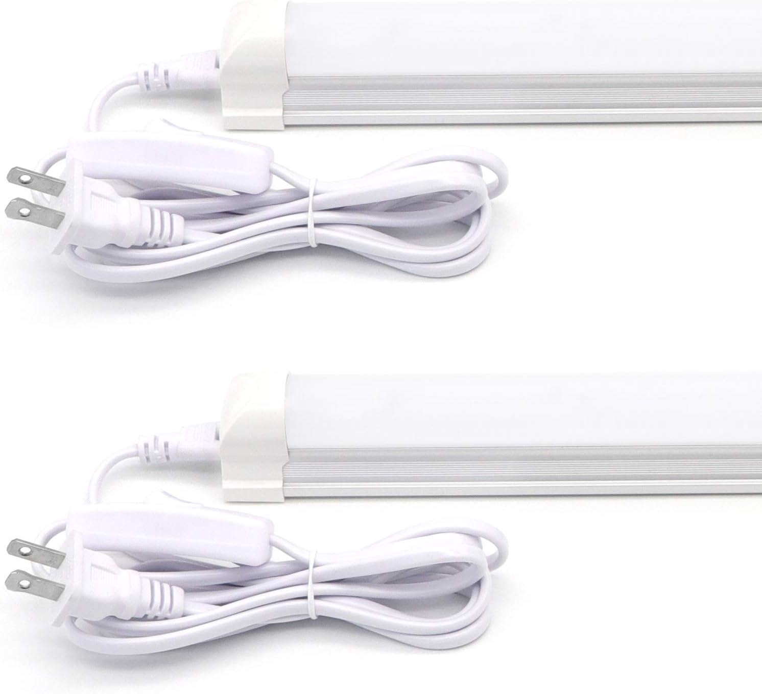 Blасk Frіdау - 80% оƒƒ T8 Integrated Single Fixture, 2FT Led Tube Light, Double Row, 1680lm, 6000k White, 15W, Utility Shop Light, Ceiling and Under Cabinet Light, Corded Electric with Built-in ON/Off Switch (Pack of 2)