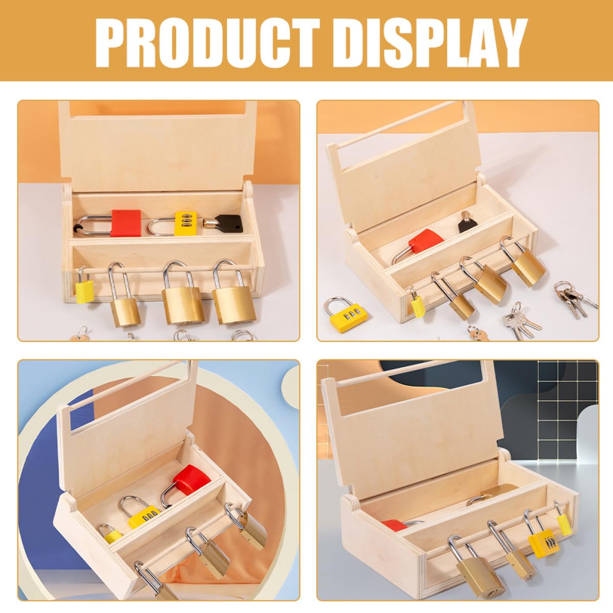 Juguete Montessori Educativo de Madera para Pequeños Caja Interactiva para Desarrollo de Habilidades Manuales Accesorio Lúdico para Bebés de Año