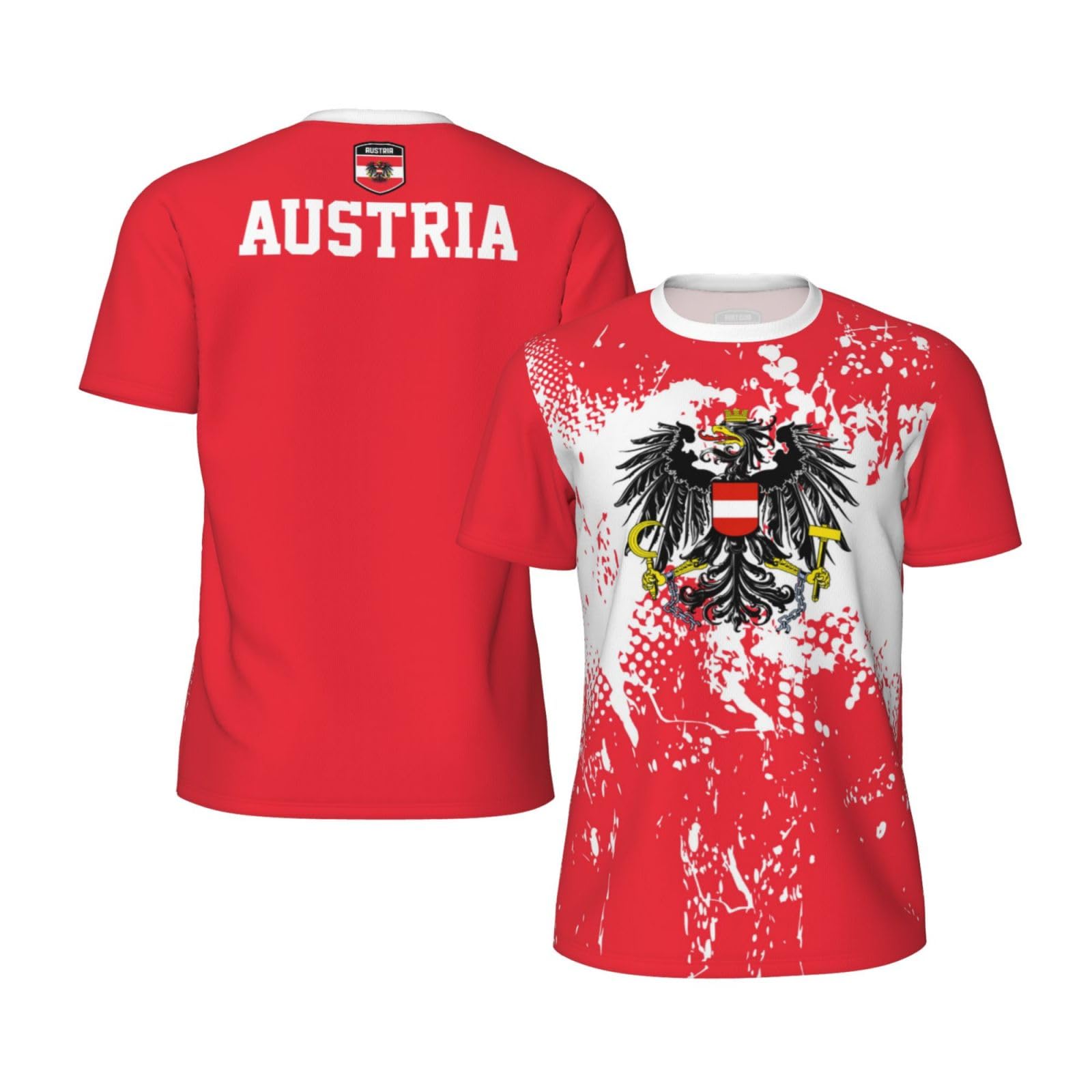 HACXZ Austria Flag Grain Sports Mesh T-Shirt Retro Jerseys for Running Cycling Soccer Tennis Fitness Climbing
