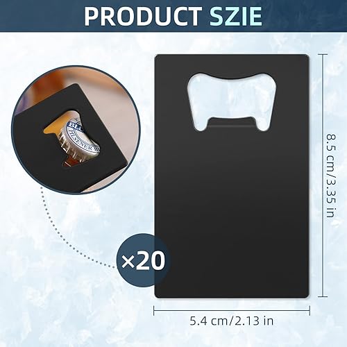 Miniatura 2 de Yugada 20 unidades de abrebotellas de tarjetas de crédito, a granel, de acero inoxidable, para tarjetas de cerveza, abrebotellas, abrebotellas,