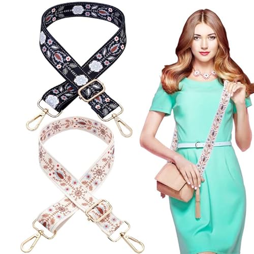 RUIJIE 2PCS Correas de Bolso Correa de Hombro Ajustable 3.8cm Estilo Bohemio Correa Bolso Bandolera Reemplazo Accesorios de Bolso de Bricolaje para niñas Mujeres Cover