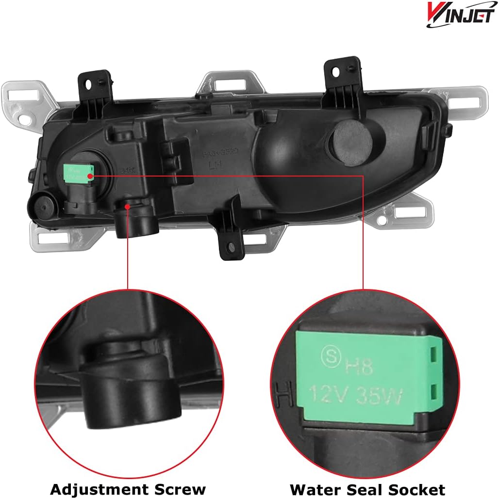 Winjet OEM Fog Lights Replacement Fit For 2020-2025 Nissan Titan, Driver & Passenger Driving Fog Lamps w/ H8 Halogen Bulbs + Wiring Harness + Switch + Decorative Bezels (Black Housing Clear Lens)