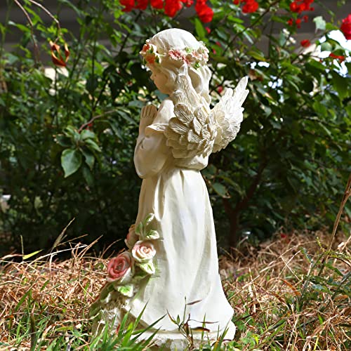 Garden Decor Angel Statue, Outdoor Patio Garden Sculptures & Statues, Solar Yard Decorations Lawn Ornaments Figurines For Outside #TOP4