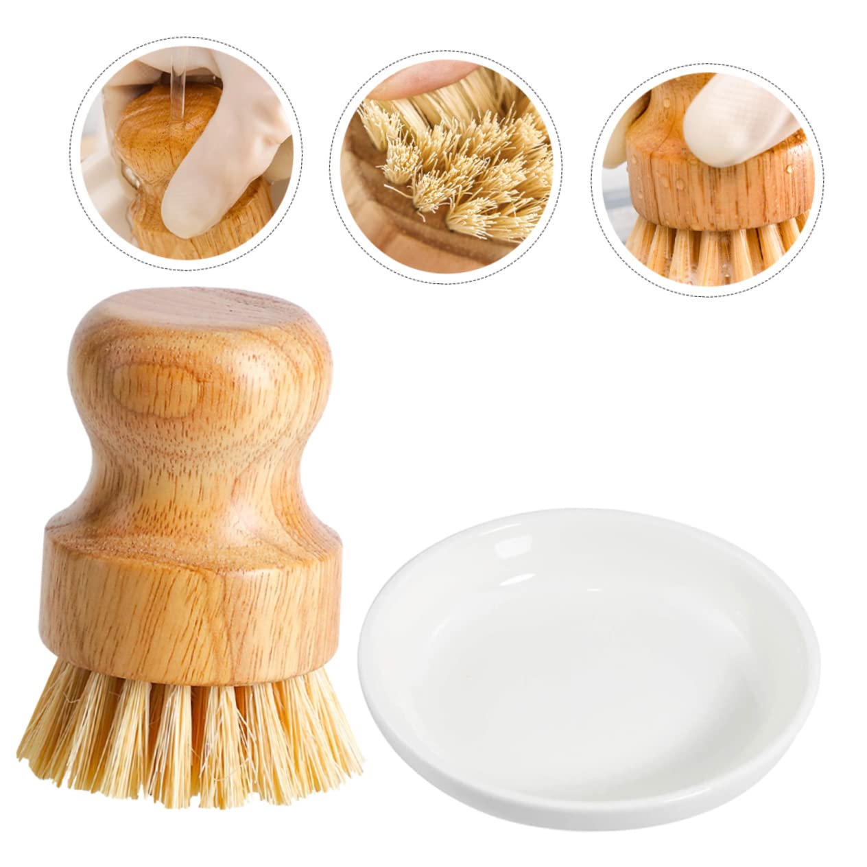 KALLORY 1 Set Pot Brush Multipurpose Cleaner Sisal Dish Brush Dish Cleaner Brush Handheld Dishwasher Ceramic Frying Pans Cleaning Tool Clothes Brush Cleaning Ball Ceramics