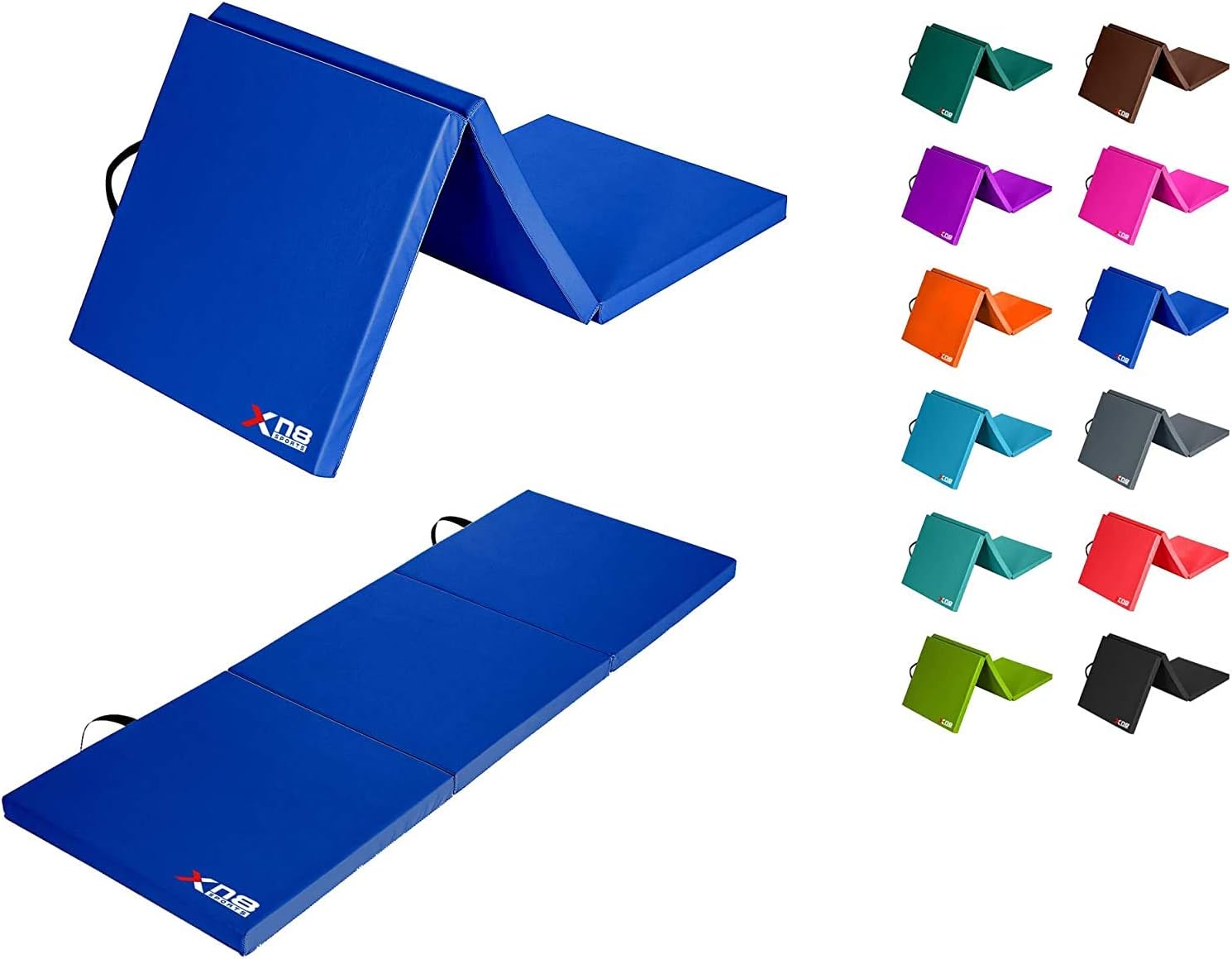 XN8 Tri-Fold Folding 2.4" Thick Exercise Mat with Carrying Handles For MMA Gymnastics Home Gym Stretching Core Workouts