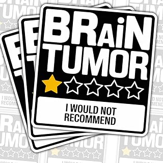 (3 Pcs) Brain Tumor Survivor Sticker – Funny Dark Humor Vinyl Decal I Would Not Recommend 1 Star Review Design for Laptop, Water Bottle, Cancer Awareness Gift, Sarcastic Survivor Decor – 3 Inch