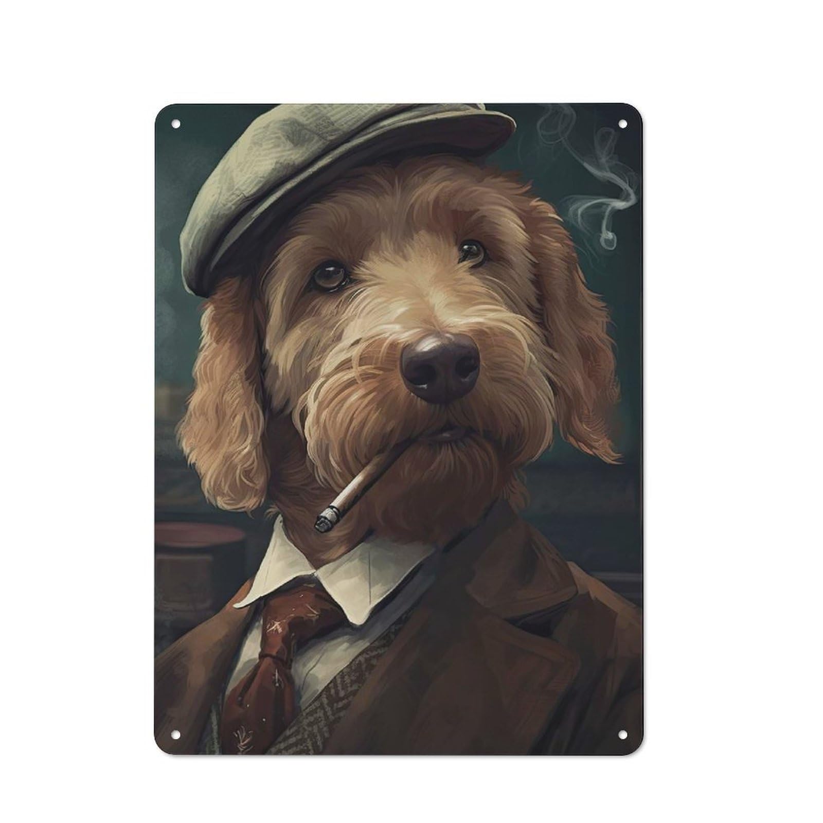 Junmoney Style-9 Goldendoodle Dog Gangster Retro Metal Sign 40X30cm, Garage Style Shed Wall Plaque For Garage, Hobby Room, Office Or Man Cave