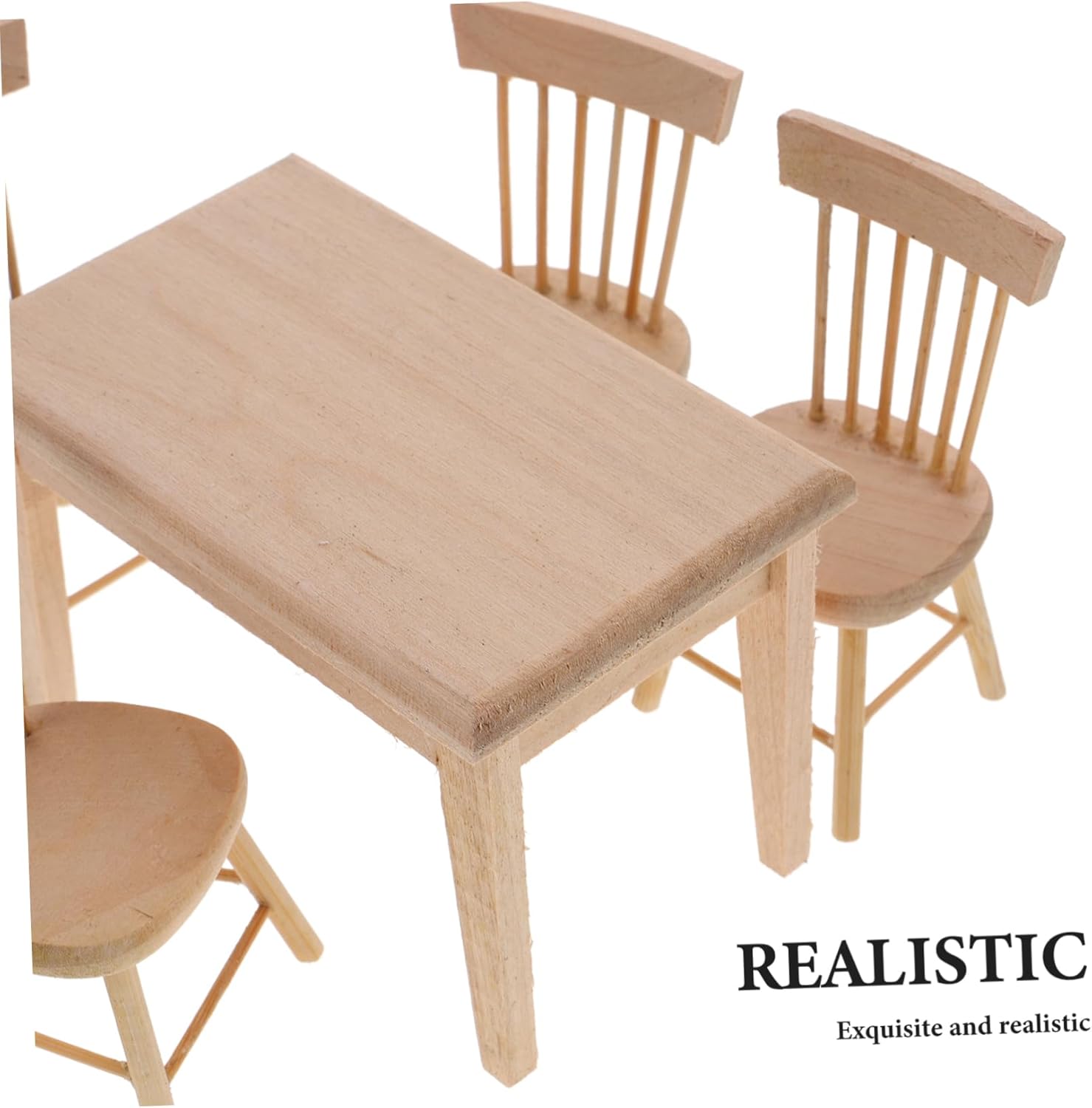 BESPORTBLE 1 Set Miniature Dining Table with Tiny Chair and Food Model Doll House Furniture for Creative Decoration Vintage Design for Photography and Micro Landscape Displays