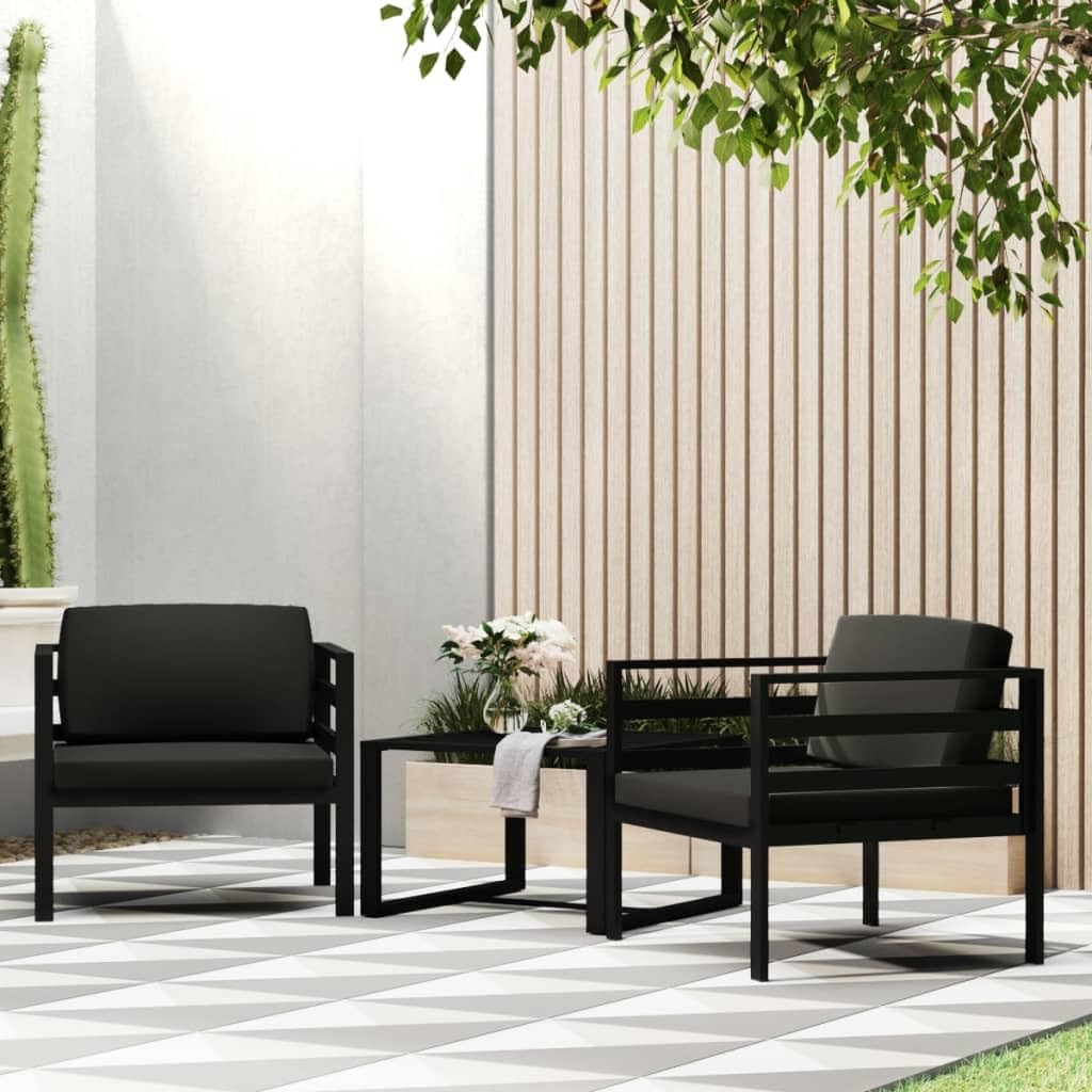 Outdoor Loveseat, 27.6 x 29.5 x 25.4 in Modern Powder-Coated Aluminum Patio Sofa, Anthracite Small Balcony Couch with Weather-Resistant Cushions for Garden, Terrace, Poolside