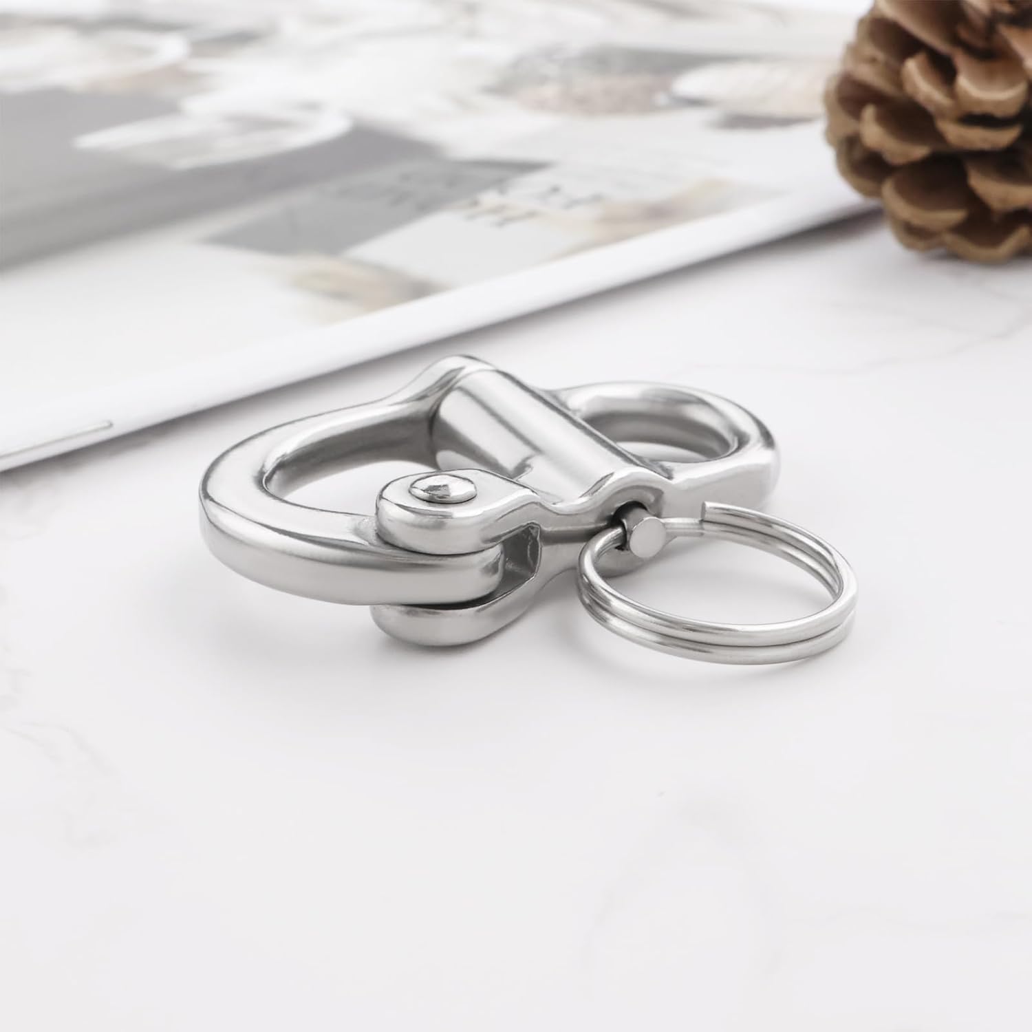 ECSiNG 2pcs 52mm Fixed Snap Shackle 316 Stainless Steel Eye Snap Shackle Quick Release Shackle for Marine Boat Trucks Van Caravan Trailers