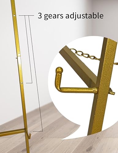 Miniatura 3 de SULIANG Caballete de metal con soporte de cadena para espejo, caballetes de suelo de hierro para exhibir letreros de boda, caballetes ajustables de