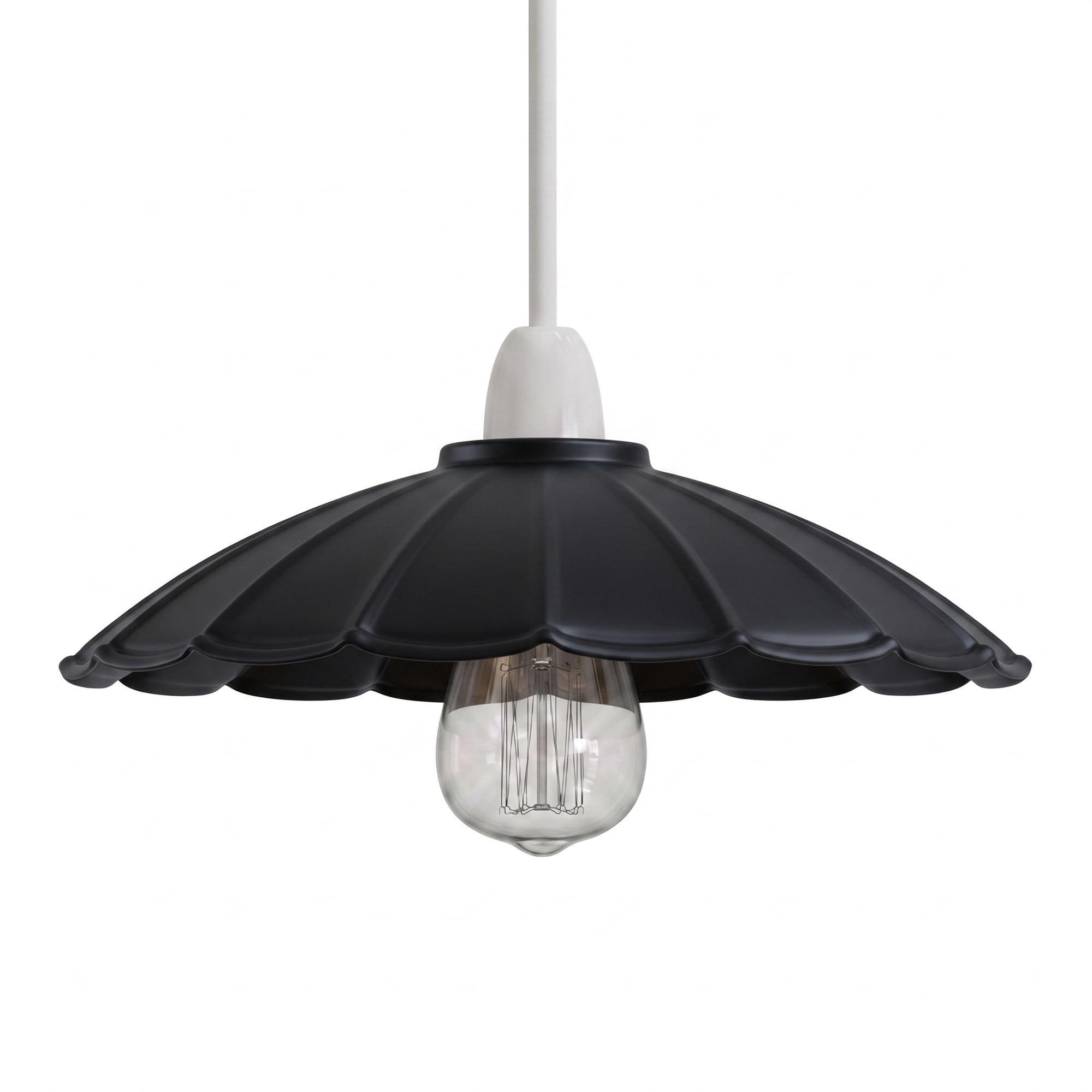 Vintage Easy Fit E27 Base Industrial Metal 22cm Lamp Light Shade for Bedroom, Living Room, Kitchen and Any Indoor Areas. (Black Matte)