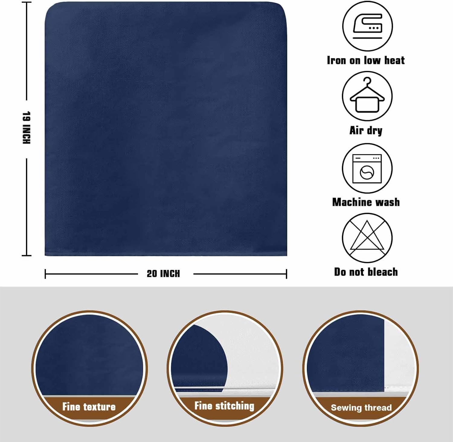 Navy Blue Chair Back Covers for Dining Chairs, Modern Abstract Back Chair Covers Set of 4, Washable Removable Minimalist Pure Soild Color Art Kitchen Chair Slipcover Protector for Holiday Party Decor