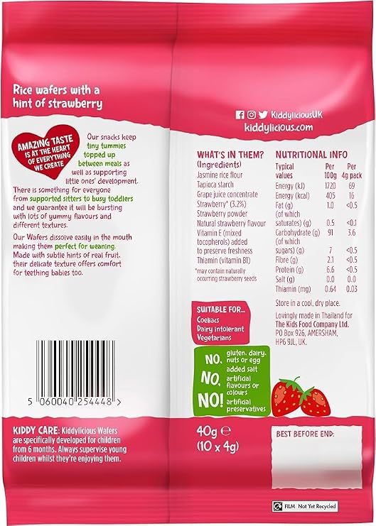 Strawberry Maxi Wafers Baby Snacks Multi (10 x 4g), Pack of 2