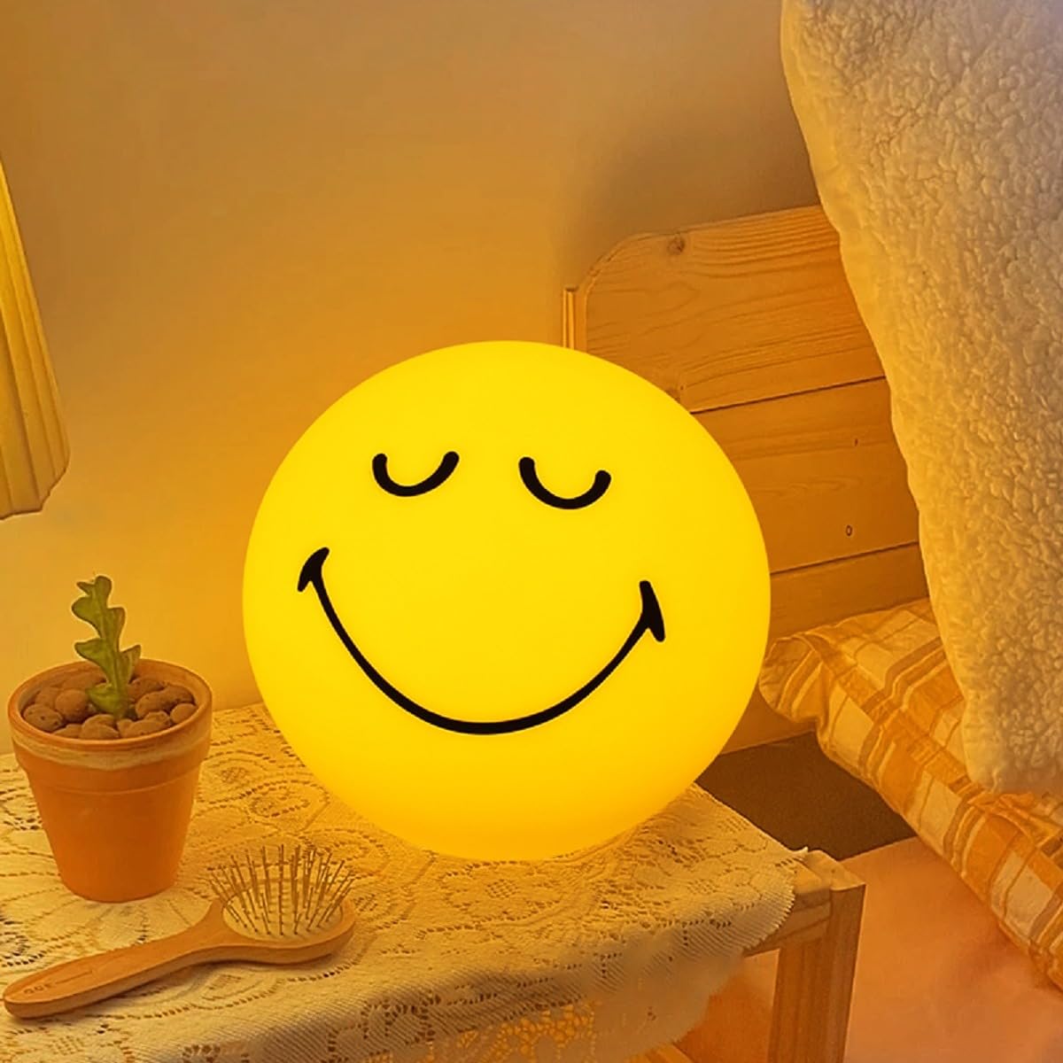 Luz nocturna recargable con cara sonriente - SleeppingCute lámpara de pie para niños, luz de estado de ánimo ajustable tricolor