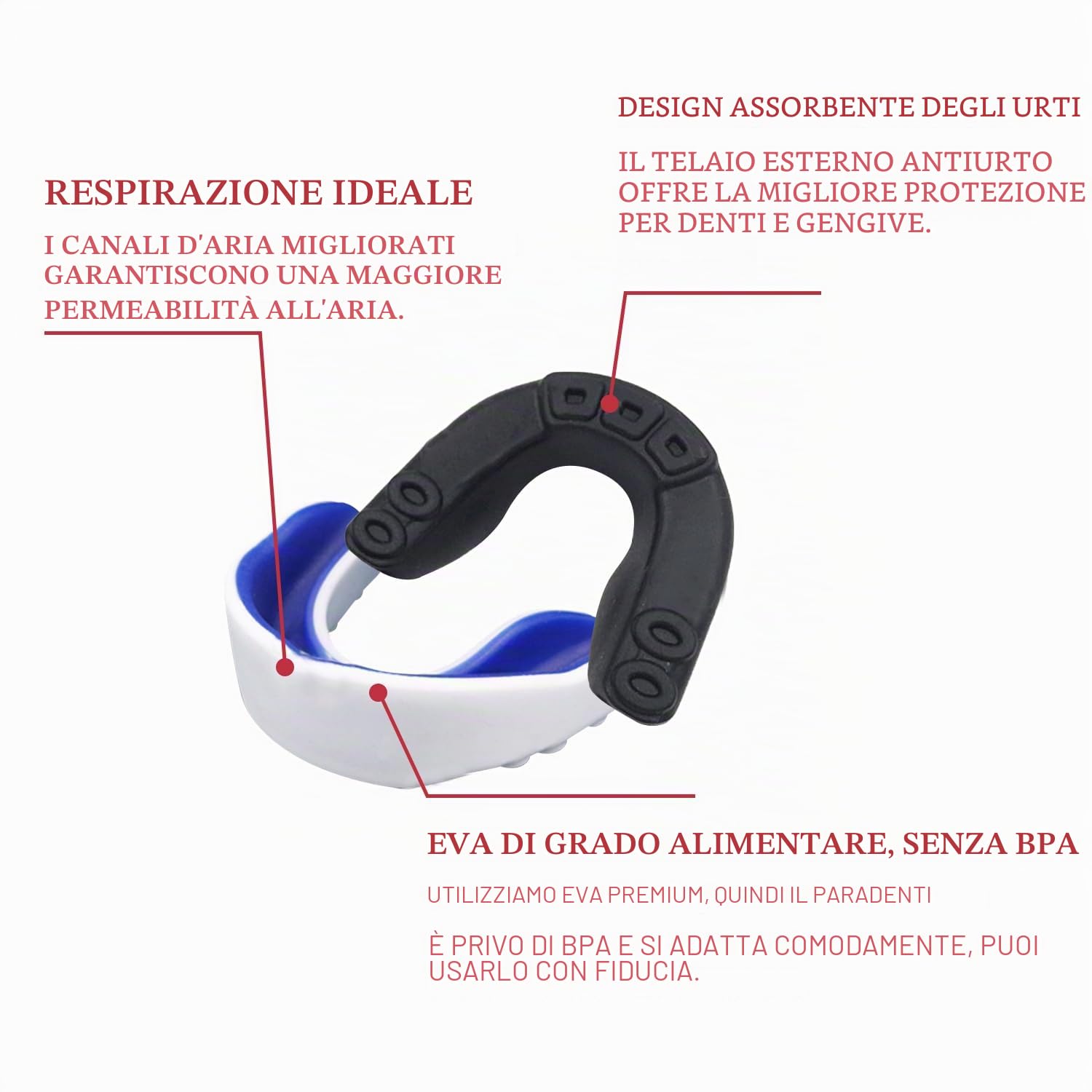 3 Pezzi Paradenti per Bambini Junior, Scudo Paradenti Gengivale Sportivo Modellabile con Trasparente Portatile Custodia, per Boxe, MMA, Rugby, Hockey, Basket (da 6 a 12 Anni)