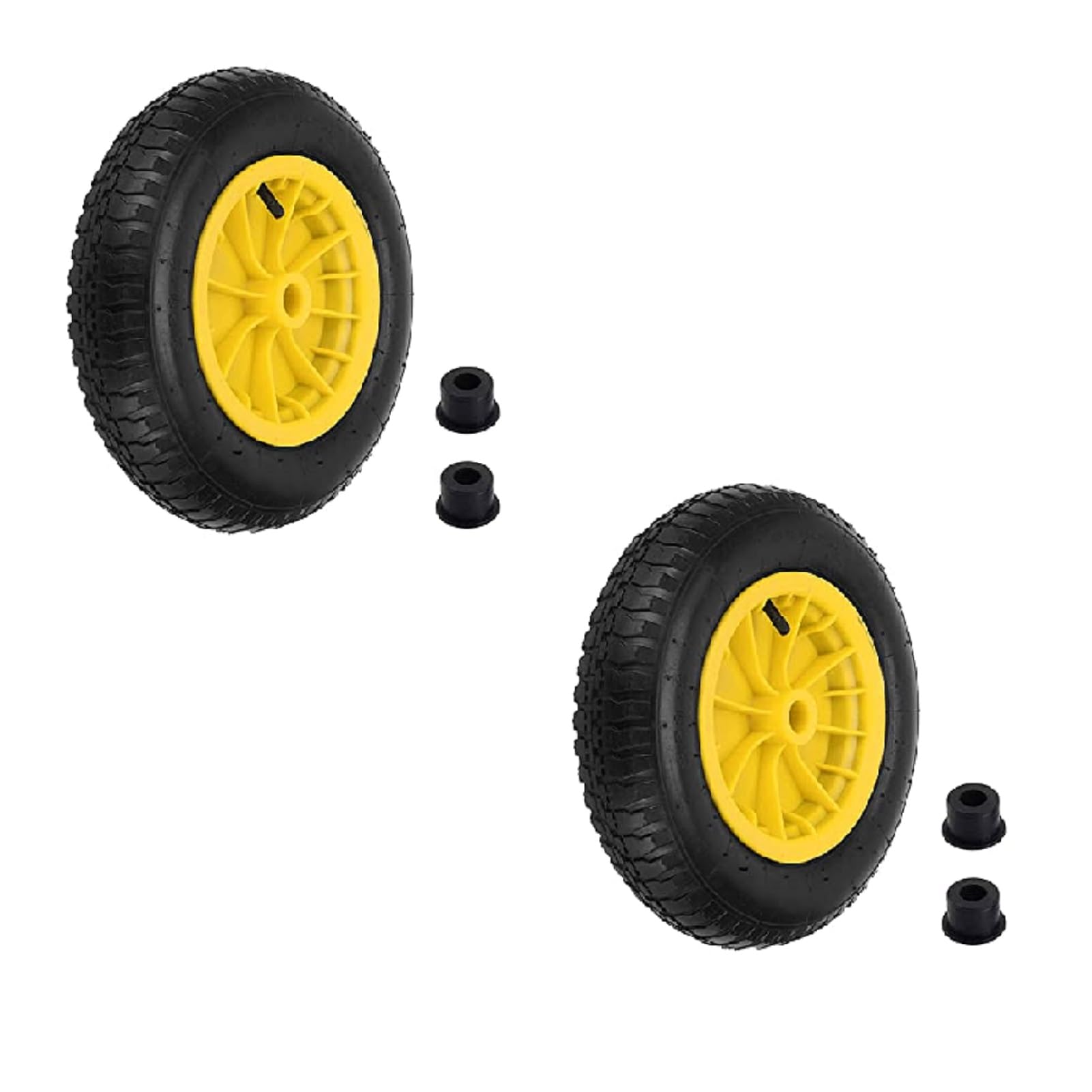14" Wheelbarrow Wheel 3.5-8 Pneumatic Tires Heavy Duty Replacement Tire for Garden Trolley Barrow Go Cart Trailer Truck (Yellow)