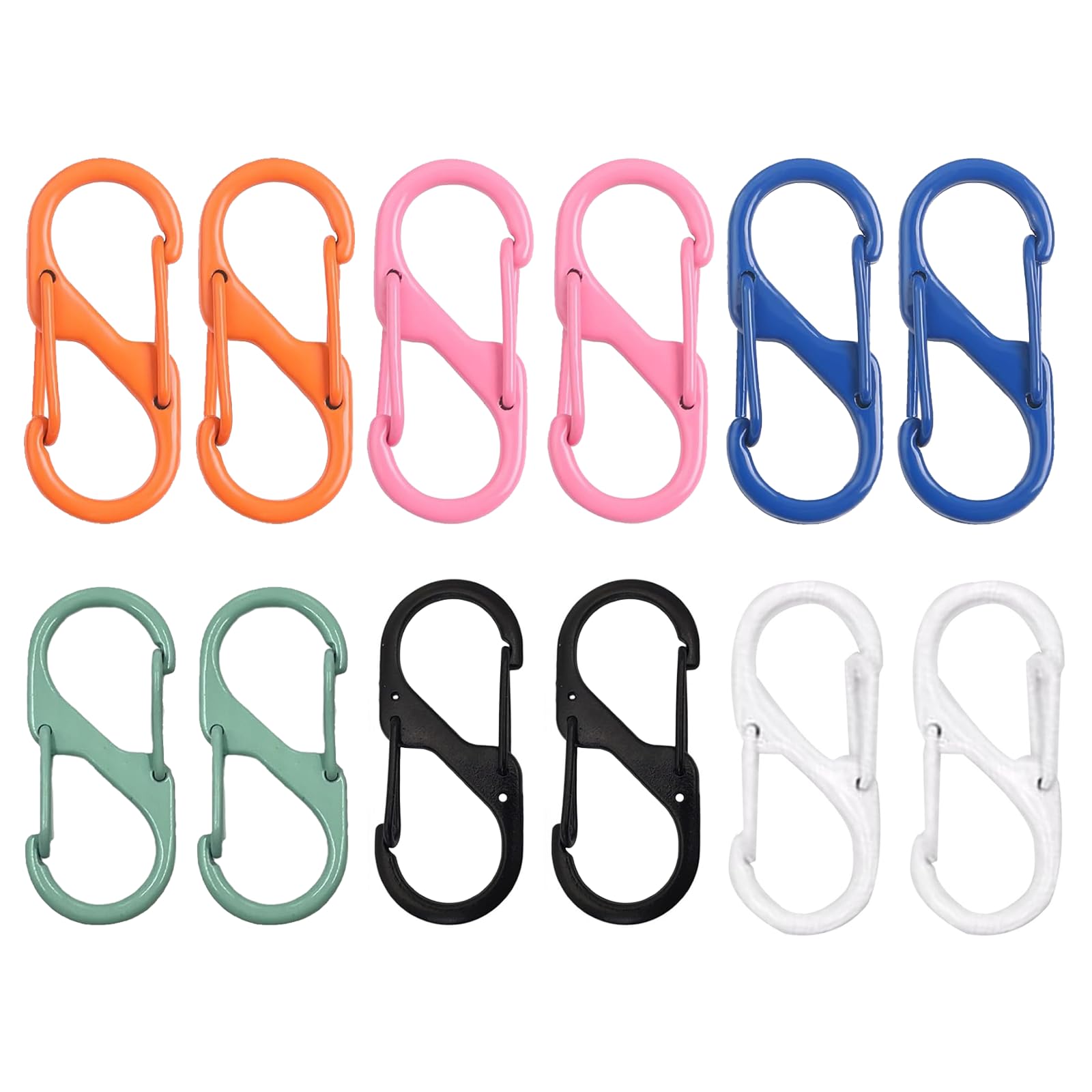 Zipper Lock 12 Pack Colorful Lock Clips,Theft Deterrent Dual Opening Zipper Clips with Quick Disconnect Carabiner for Luggage and Backpacks - Carabiner Keyring Clip (Large)