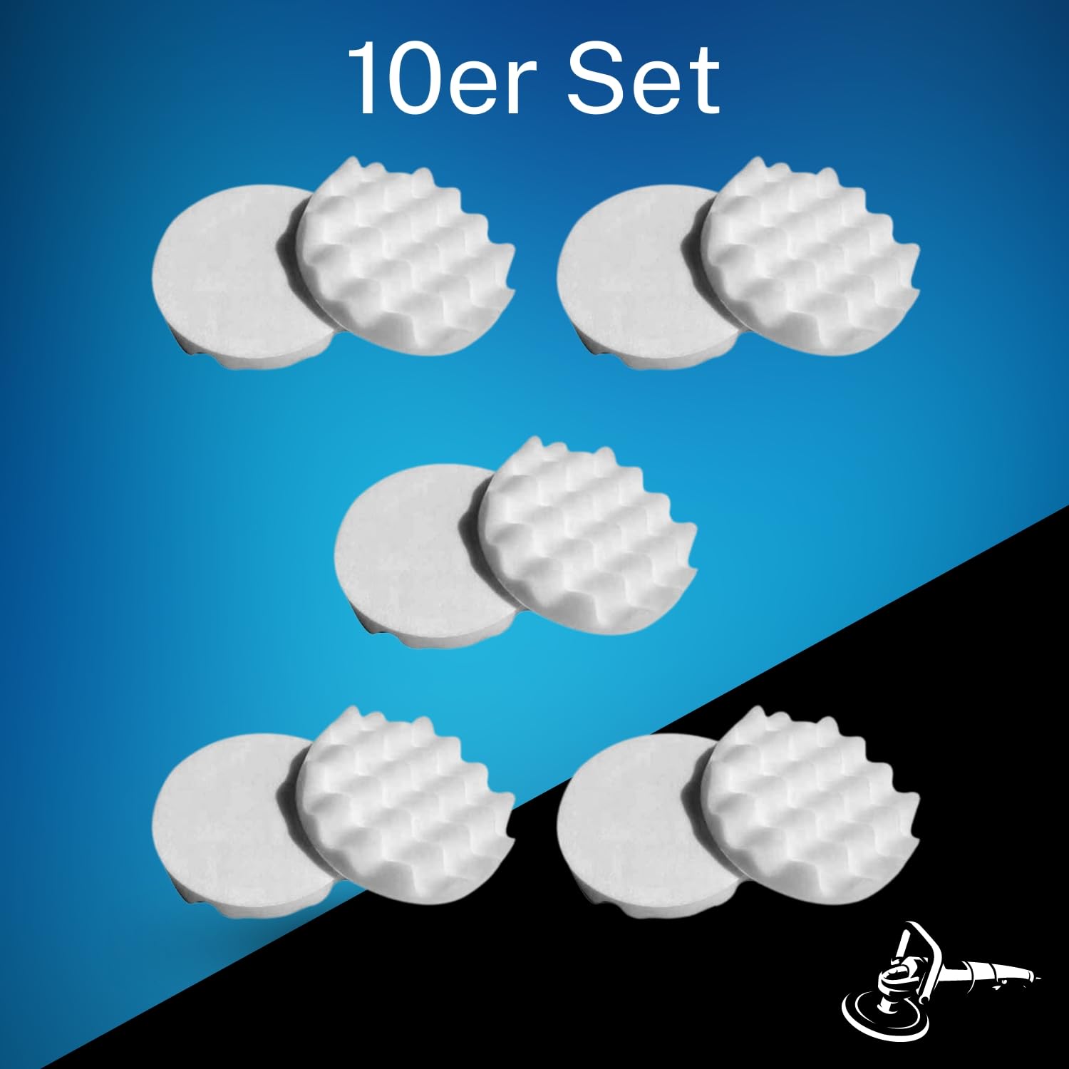 XXL Sparset – 10 x profesional gewaffelt Soft esponjas para máquina pulidora – Base adherente – 150 mm – Perfecta Auto abrillantador – pulir Set