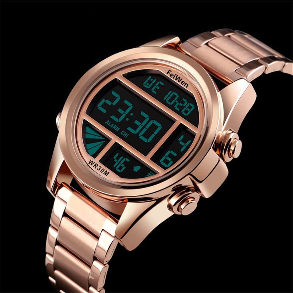 Uomo Fashion Lusso Sport Orologi LED Elettronico Allarme Cronometro Outdoor Multifunzione Casual Cool Digitale Acciaio Inox Orologio da Polso Ragazzo