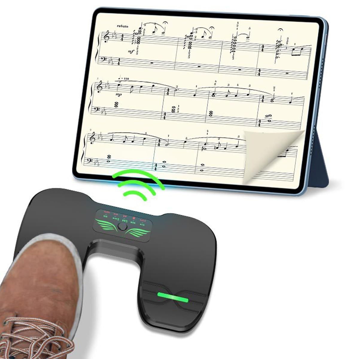 Bluetooth Page Turner Pedal de Guitarra inalámbrico para partituras Page Turner Interruptor de pie Recargable USB para partituras Videojuegos Ebook