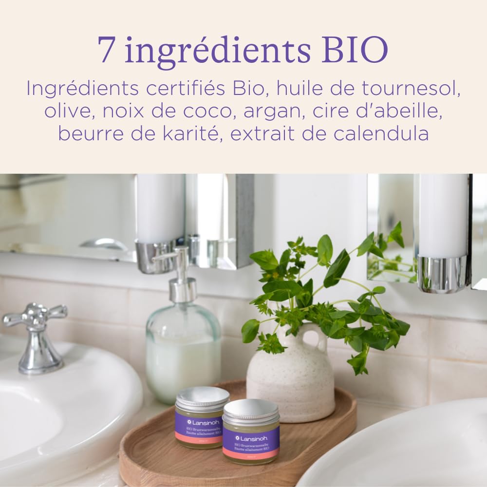 Lansinoh - Baume Allaitement Bio - 100% Naturel - Hydratation & Protection des Mamelons - Calme Sécheresse, Irritations & Rougeurs - Sans Additifs - Sûr pour Bébé - Multi-usage peau sèche