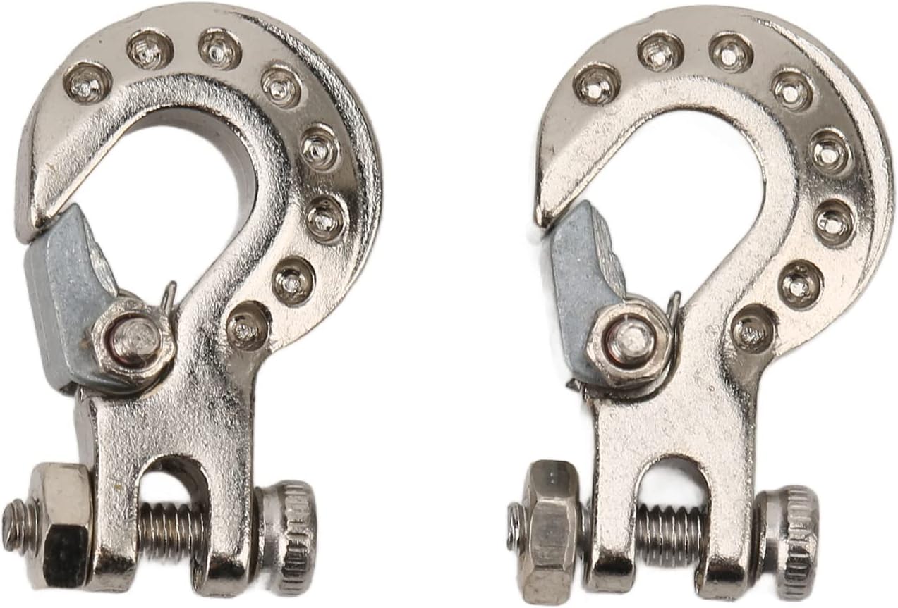 RC Trailer Hooks 2Pcs 0.7x0.5in - Aluminum Alloy Winch Tow Hook for 1/10 Scale Crawler SCX10 D90 D110 TF2, Durable & Lightweight RC Car Accessory (Silver)