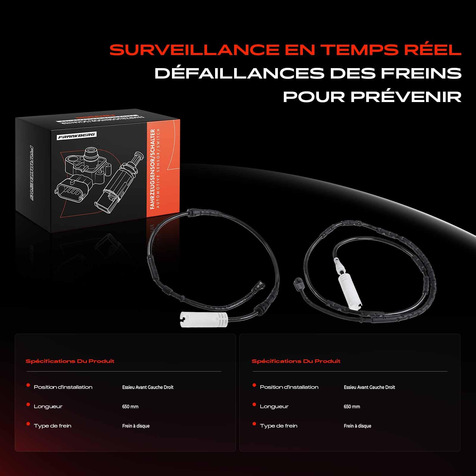 Frankberg 2 contacts d'avertissement d'usure des plaquettes de frein, | avant Compatible avec: Série 1 Cabriolet E88, Série 1 E81, Coupé Série 3 E92, Série 3 Touring E91, Série 3 Cabriolet E93