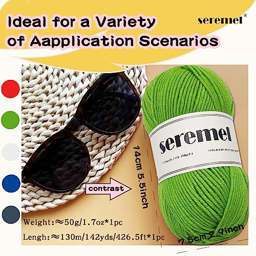 Image of Seremel 4-Ply Acrylic Soft Yarn, 2 Skeins Crochet & Knitting Yarn (Beige)