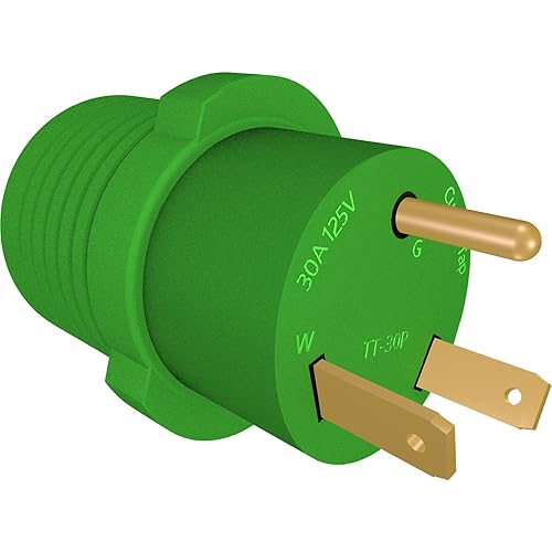 RVPLAN Adaptador RV 30A TT-30P macho enchufe a 50A 14-50R hembra receptáculo, verde