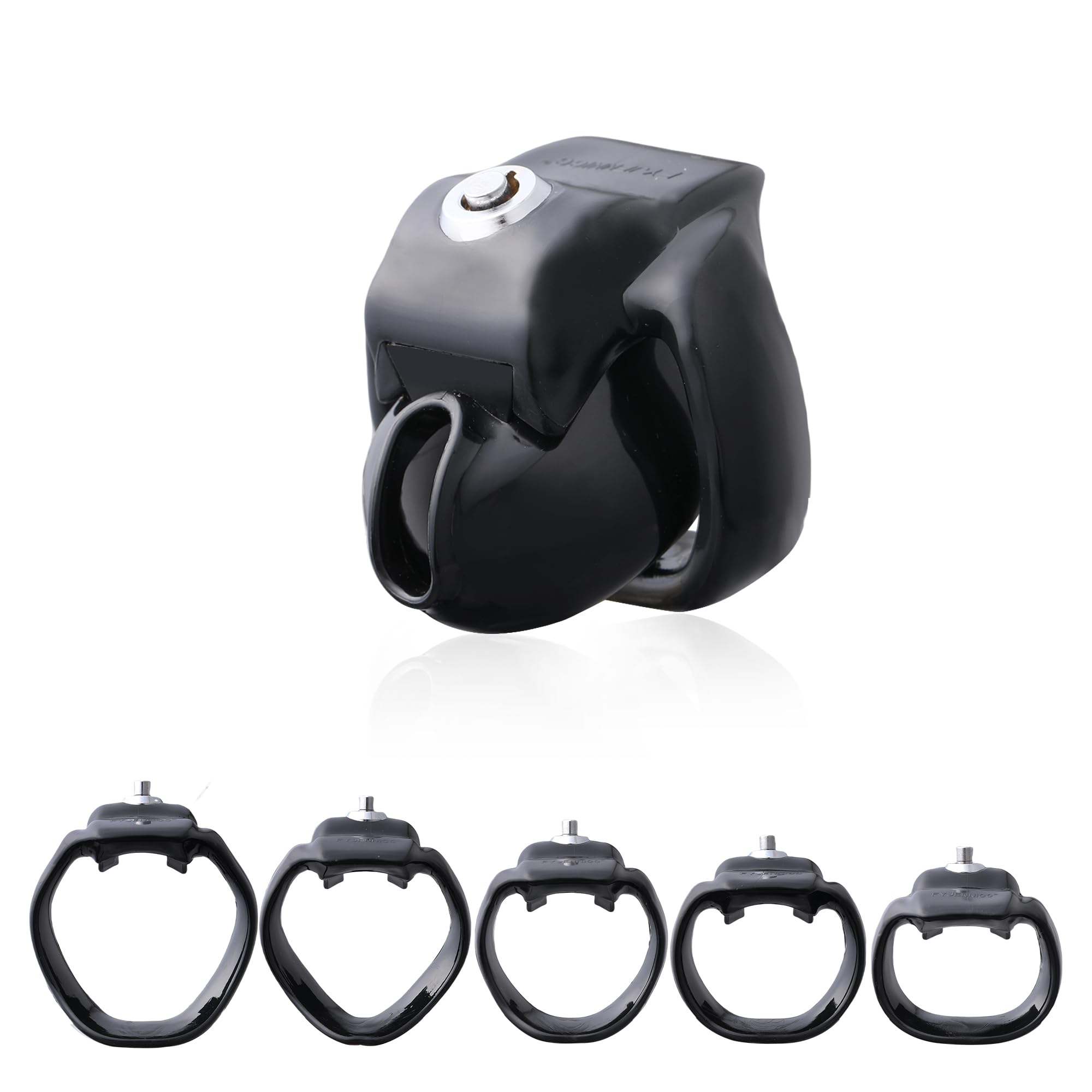 FYJENNICC HT-V5 Male Chastity Cage - Lightweight Resin Male Chastity Cage with Click&Lock Key | Ergonomic Design| Bondage Gear &Adult Sex Toy for Men – Includes 5 Ring Sizes (Black, Standard): Nub Black