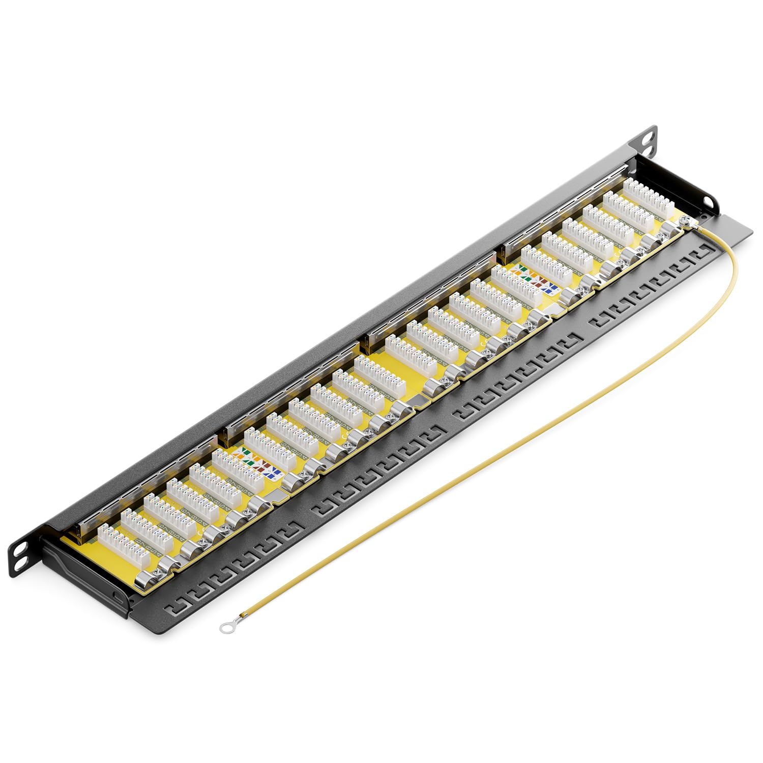 deleyCON Patch Panel 0,5 Unità Cat 6 Mini 24 Porte - Desktop Montaggio a Rack 19 Pollici Server RJ45 Schermato TIA568A TIA568B - Nero