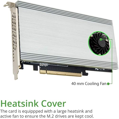 Miniatura 5 de IO CREST Dual M.2 NVMe Puertos RAID a PCIe 3.0 x16 Interfaz (ancho de banda x8) Controlador elevador de bifurcación - SI-PEX40158