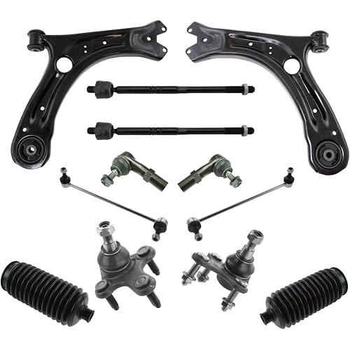 TRQ Front Steering and Suspension Kit Tie Rods Control Arms Ball Joints Sway Bar Links for 2012-2017 Volkswagen Passat