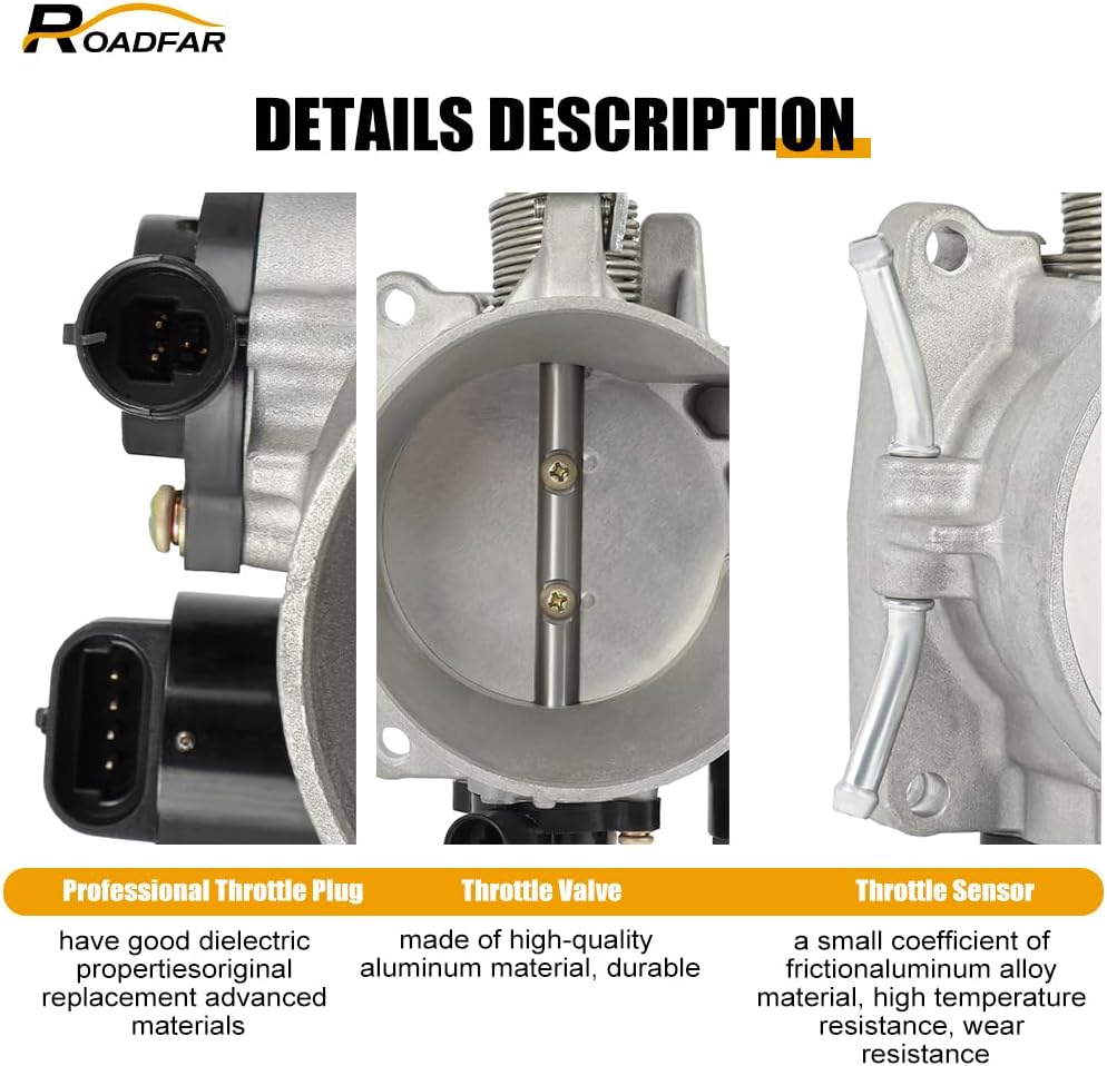 ROADFAR Throttle Body S20024 12596576 for 2003-2006 for Chevrolet Express 1500, 2003-2006 for Chevrolet Express 2500, 2003-2006 for GMC Savana 1500, 2003-2006 for GMC Savana 2500