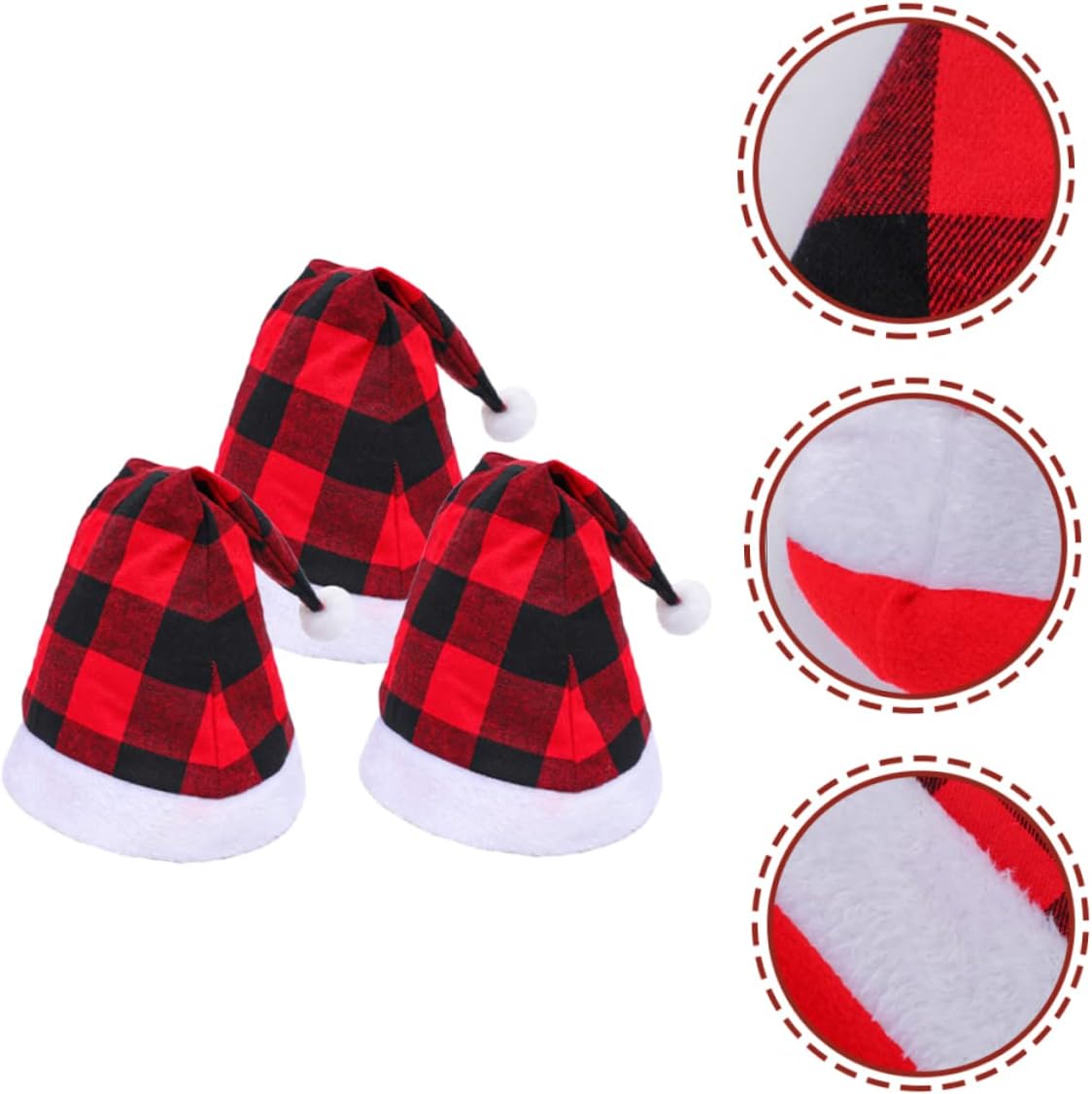 6pcs Unisex Santa Hat Plaid Christmas Party Decorations for Adults Comfortable and Cozy Holiday Headwear for Men and Women
