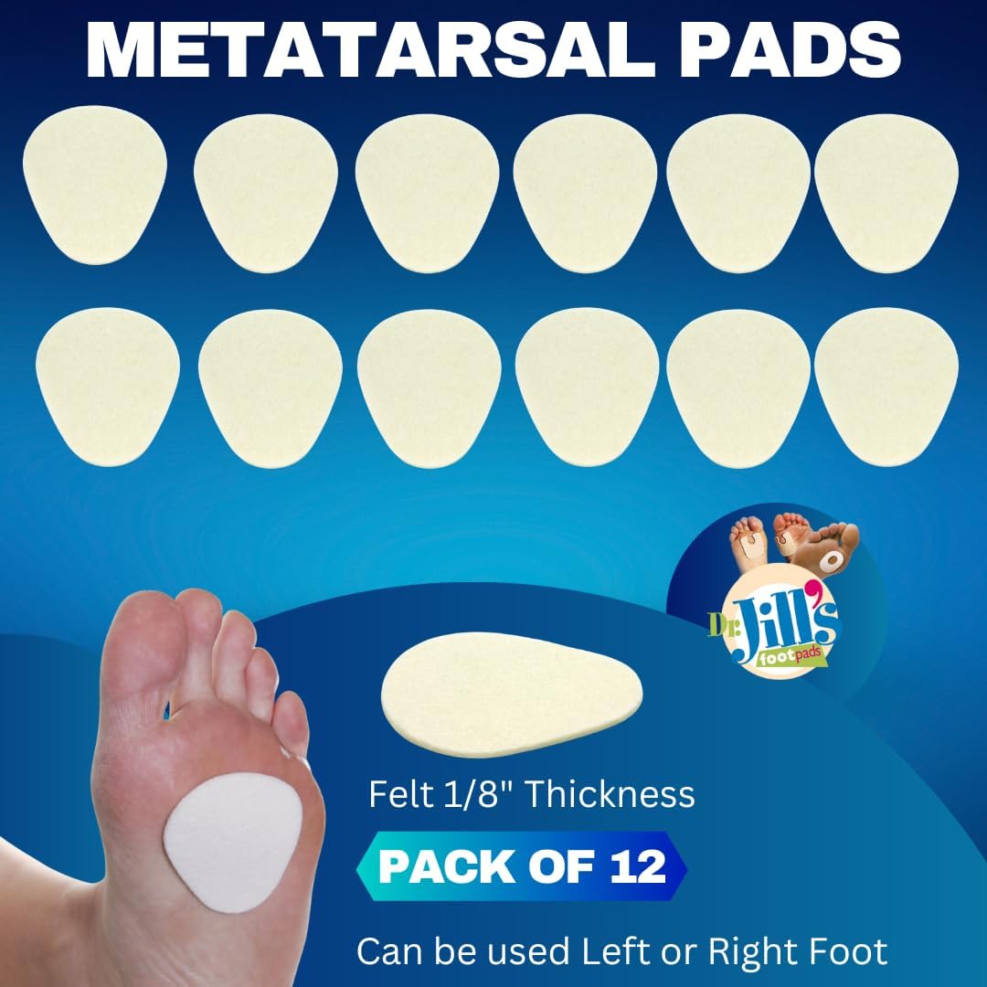 Dr. Jill's Foot Pads, Latex Free, YJ10-2048, Metatarsal Pad 1/8" Felt (12 Pack) Ball of Foot Pad