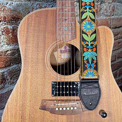 Souldier Gs0086Bk02Bk - Handmade Seatbelt Guitar Strap For Bass, Electric Or Acoustic Guitar, 2 Inches Wide And Adjustable Length From 30" To 63" Made In The Usa, Daisy, Blue #TOP4