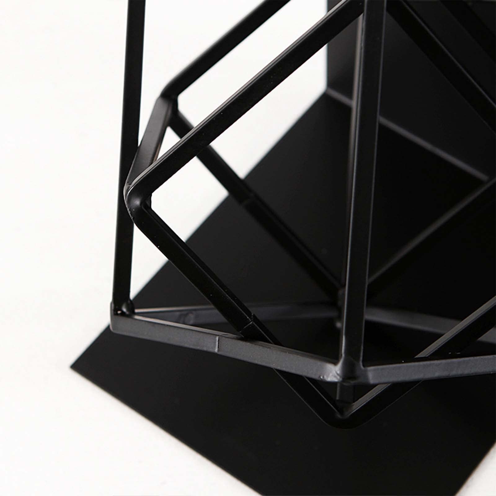 Buchstützen Metall Schwarz Buchhalter rutschfest Kratzfest, Geometrisches Künstlerisches Design, Ideal Für Die Organisation Von Büchern Zeitschriften CDs Usw,1 Paar