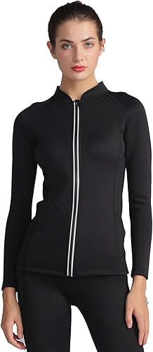 Miniatura 2 de Bakerdani Camiseta de neopreno para mujer, para entrenamiento de cintura, quemador de grasa, adelgazamiento, camiseta larga