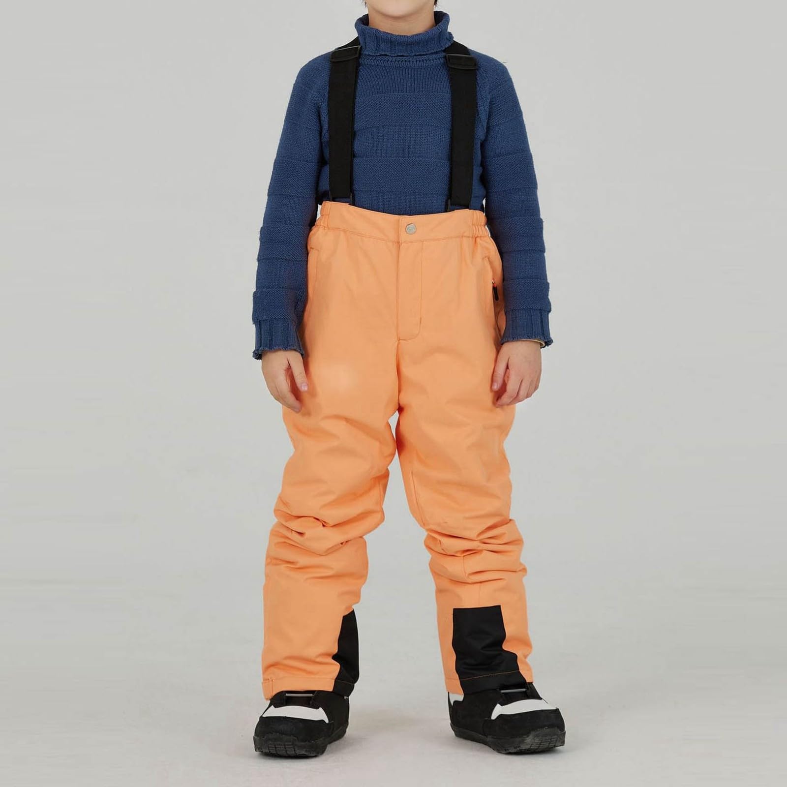 Generisch Pantaloni da neve per bambini, invernali, caldi, da snowboard, per ragazzi e ragazze (arancione, 13)