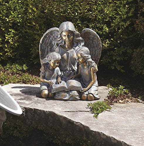 Roman - Angel With Two Children Statue, 15.5" H, Garden Collection, Resin And Stone, Decorative, Gift, Home Outdoor And Indoor Decor, Durable, Long Lasting #TOP3