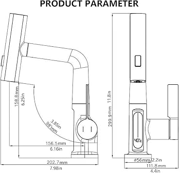 Single Hole Faucet Bathroom, Bathroom Faucet with Pull Out Sprayer, LED Temperature Display ℉ Liftable Bathroom Faucet 360° Swivel, Modern Bathroom Faucets with 3 Modes (Silver)