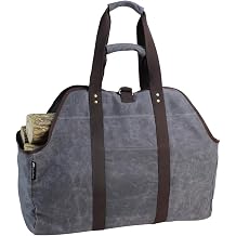 Indoor Heavy Firewood Log Carrier Tote, Oxford Canvas Fabric Foldable Wood Carrier Padded Handles, Outdoor Large Capacity Firewood Carrier Bag with Hook and Loop
