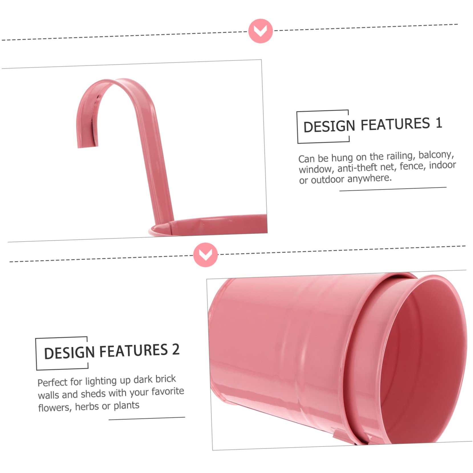 POPETPOP Porte-Fleurs Suspendu en Fer Rose 6 Pièces Décoratif