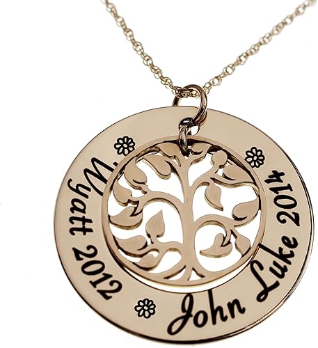 Miniatura 5 de Mother’s Day Personalized Gold Filled Family Tree Name Necklace with Birthstones Gift for Mom Grandma from Daughter Son Grandchildren